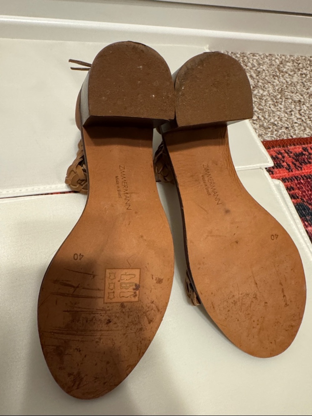 Zimmermann Braided Leather Block Heel Sandals - Tan - Picture 4 of 6